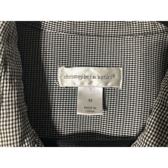 Christopher & Banks Blouse Medium Sleeveless Checkered Collar Buttons Shirt - Picture 5 of 9